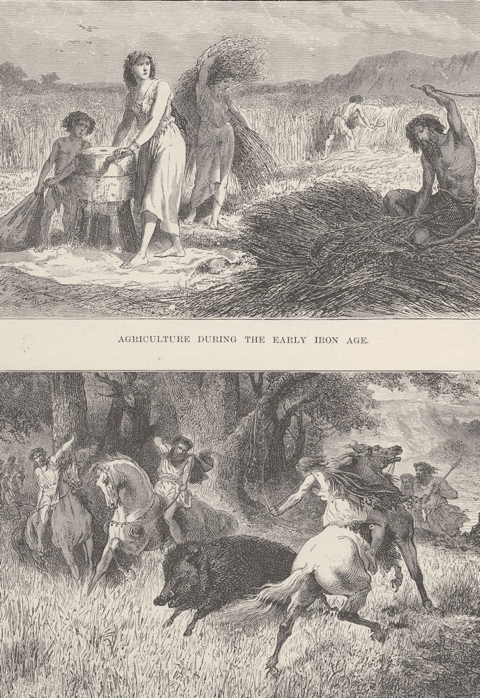 IRON AGE. Agriculture and the chase during the Early Iron Age 1893 old print